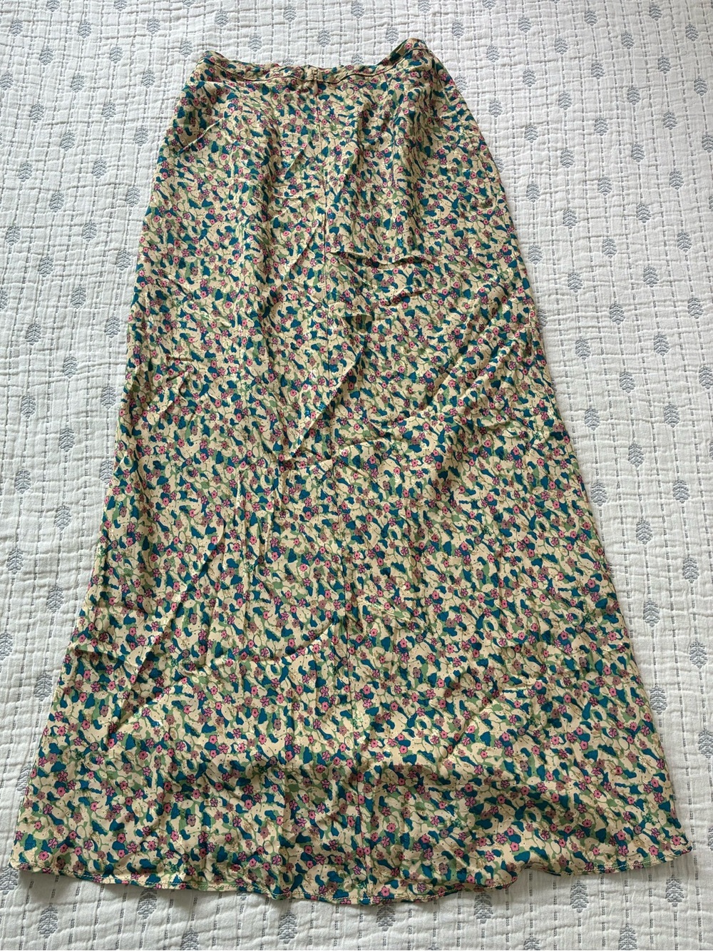 Free People Bonita Cream Maxi Skirt with Green & Pink Floral Print